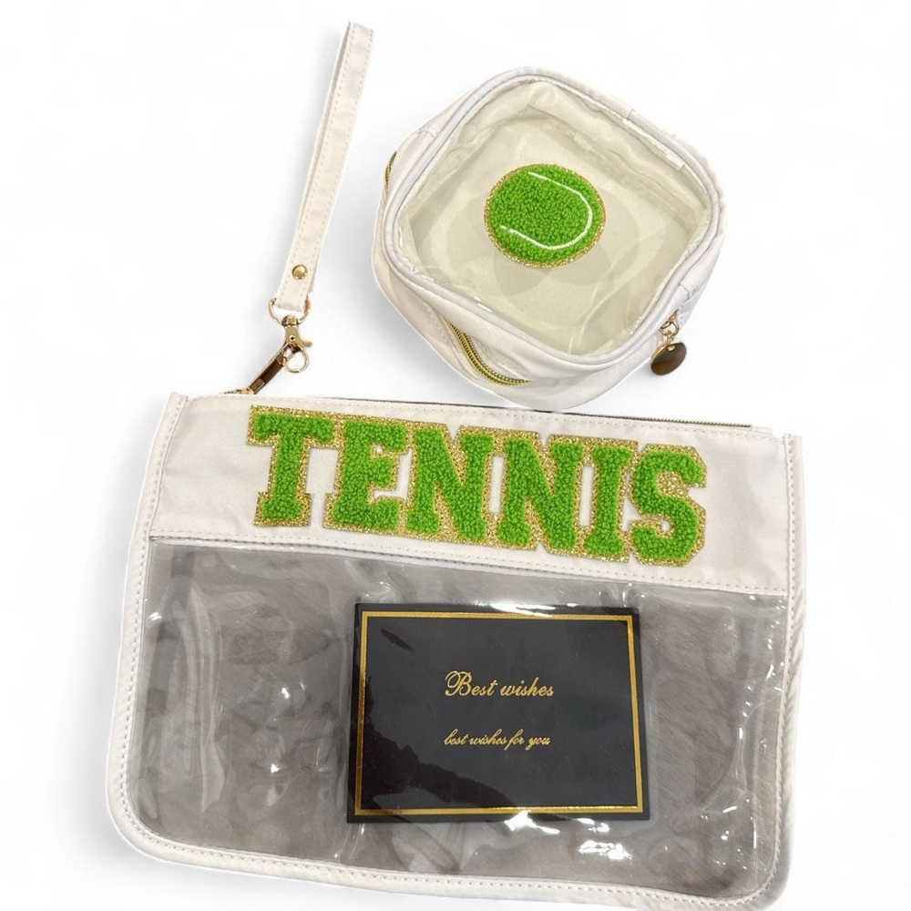 Clear Tennis Themed Pouch Set